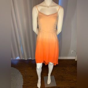 Peach ombré spaghetti strap dress with long back short front
